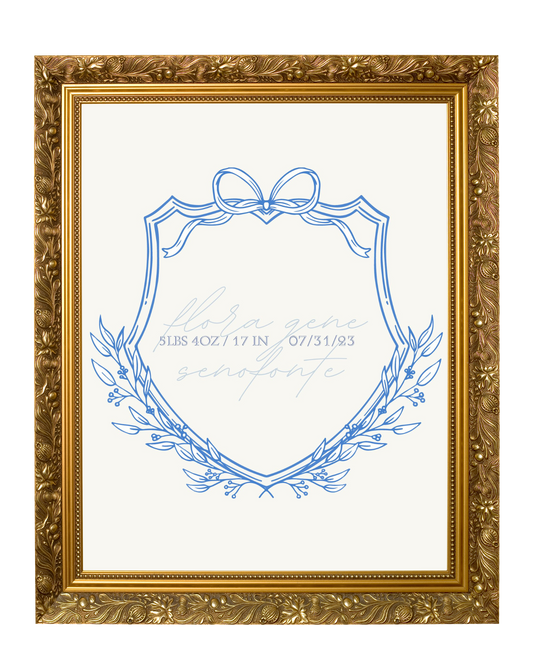 Crest with Bow and Greenery Children's Keepsake Print