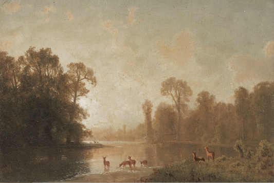 Vintage Landscape with Deer
